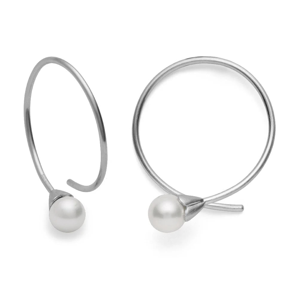 Sterling sølv ørehænger, mat rho., kulturperle 2.30ct - Urma.dk