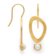 Sterling sølv ørehænger, mat/blank fg, kulturperle 0,95ct - Urma.dk