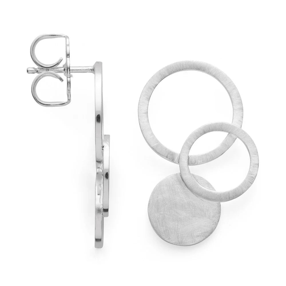 Sterling sølv ørehænger med studs mat/børstet - Urma.dk