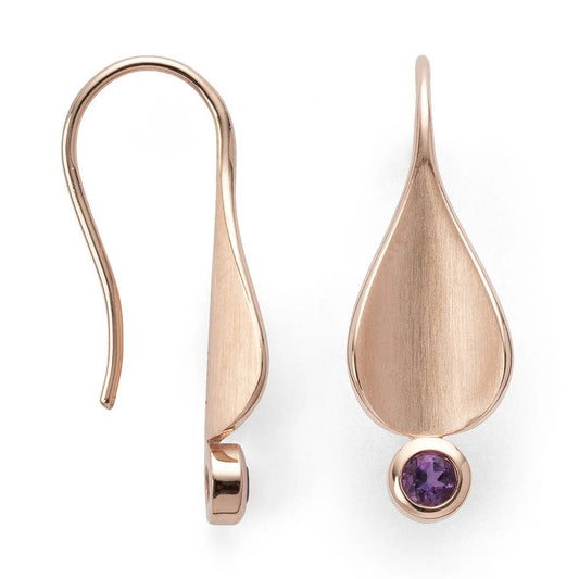 Sterling sølv ørehænger, rosa fg mat/blank, ametyst 0,19ct - Urma.dk