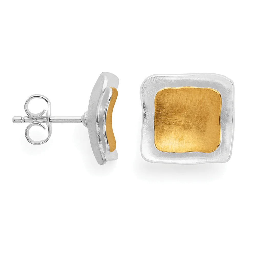 Sterling sølv øreringe, delvis fg., børstet - Urma.dk