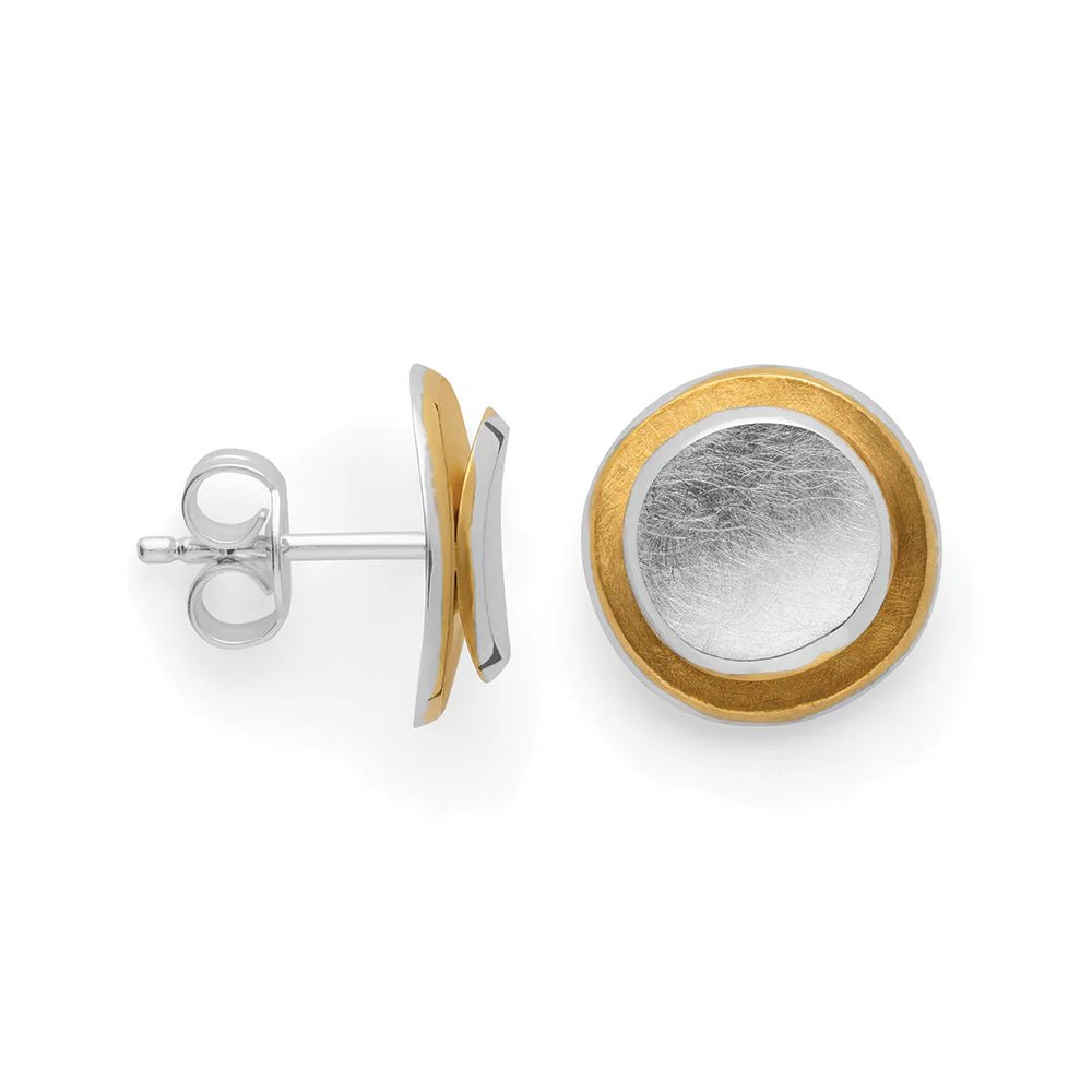 Sterling sølv øreringe, delvis fg., børstet - Urma.dk