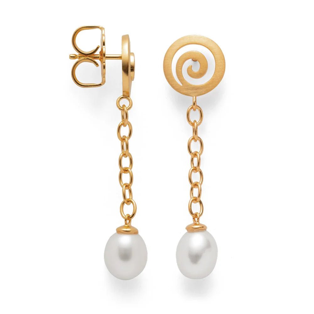 Sterling sølv Øreringe, fg mat/blank, perler 6,82ct - Urma.dk