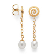 Sterling sølv Øreringe, fg mat/blank, perler 6,82ct - Urma.dk