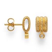 Sterling sølv Øreringe, fg mat/børstet, hvid topas 0,024ct - Urma.dk