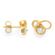 Sterling sølv øreringe,gold - pl,mat,ferskvandsperle 0,37ct - Urma.dk