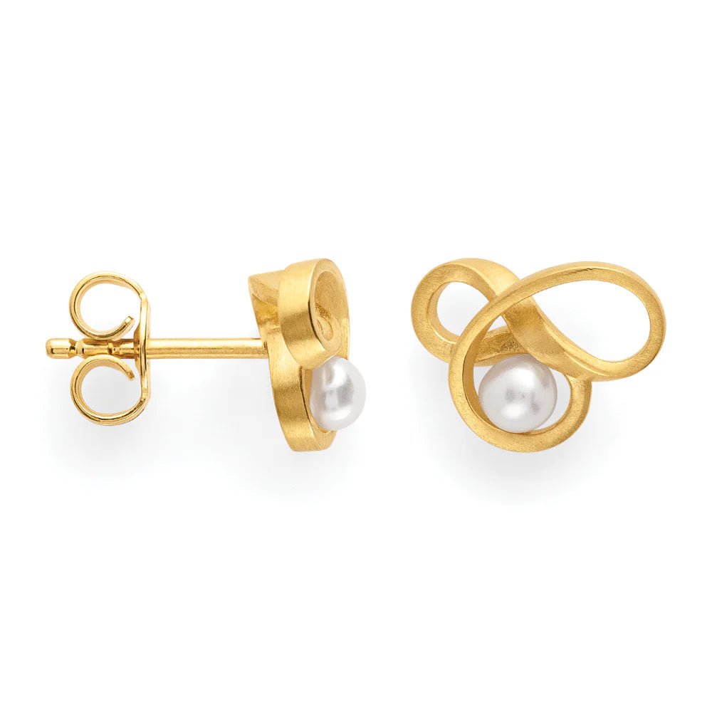 Sterling sølv øreringe,gold - pl,mat,ferskvandsperle 0,37ct - Urma.dk