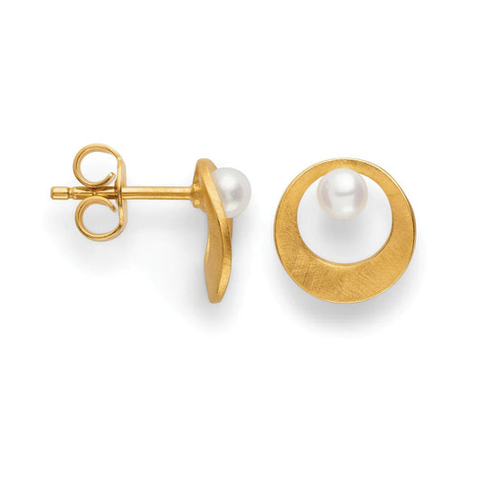 Sterling sølv øreringe,gold - pl,mat,ferskv.perle0,56ct - Urma.dk
