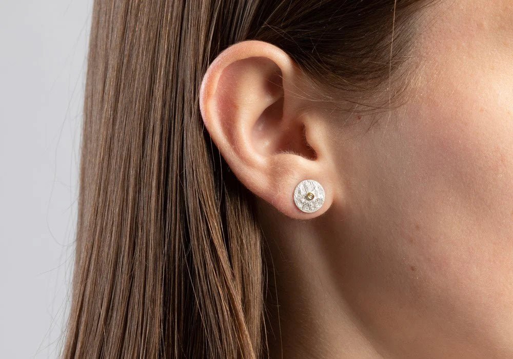 Sterling sølv Ørestikker, delvis fg satin br 0,02 ct W - SI - Urma.dk