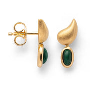 Sterling sølv Ørestikker, fg børstet/blank, malakit 0,51ct - Urma.dk