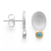 Sterling sølv Ørestikker, fg mat/blank, blå topas 0,16ct - Urma.dk