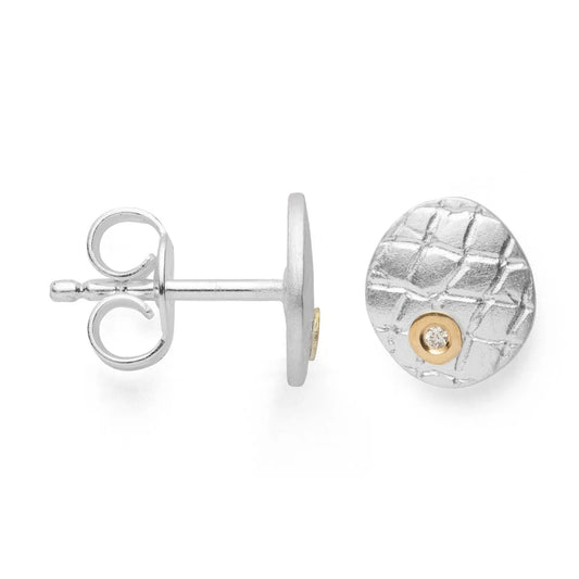 Sterling sølv Ørestikker, fg mat/tekstureret, br 0.01ct - Urma.dk