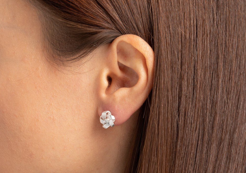 Sterling sølv Ørestikker mat br 0.02ct W - SI - Urma.dk