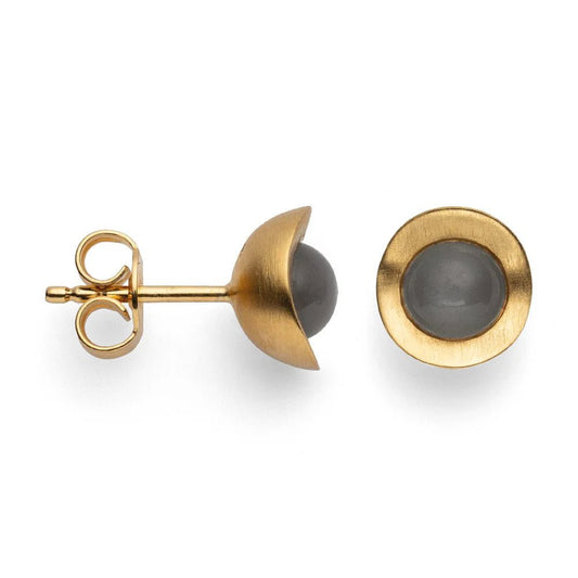 Sterling sølv Ørestikker, mat fg, grå månesten 1.40ct - Urma.dk