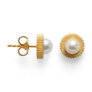 Sterling sølv Ørestikker, mat fg, hvide kulturperle 1,63ct - Urma.dk