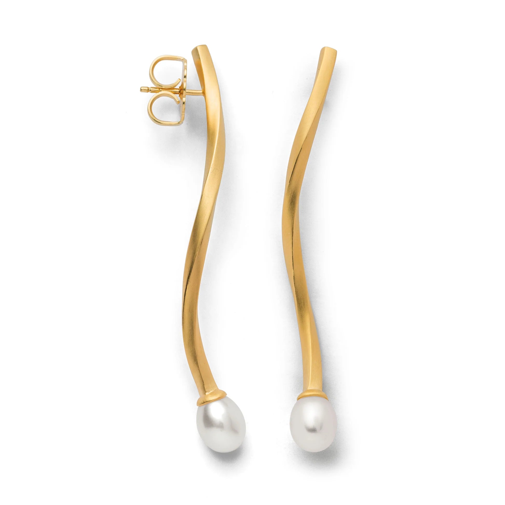 Sterling sølv Ørestikker, mat fg., kulturperle hvid - Urma.dk