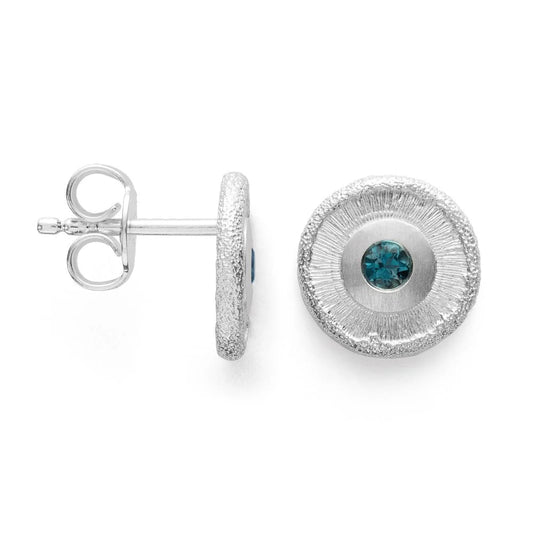 Sterling sølv Ørestikker mat, Topaz London Blue 0,14ct Ej rhodineret - Urma.dk