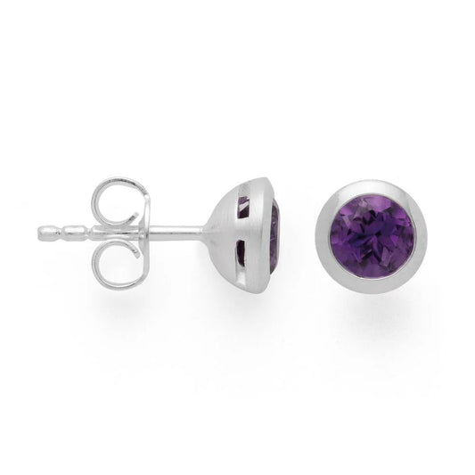 Sterling sølv Ørestikker mat/blank, ametyst 1,24ct - Urma.dk