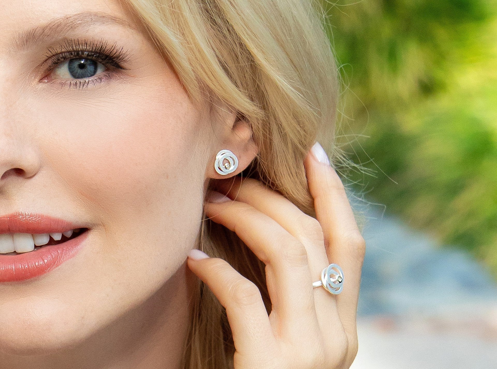 Sterling sølv Ørestikker mat/blank, br 0.02ct W - SI - Urma.dk