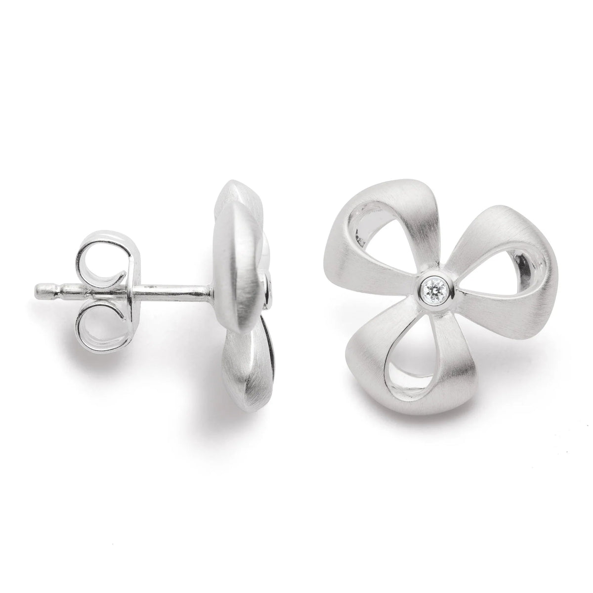 Sterling sølv Ørestikker mat/blank, DIA. 0,02CT - Urma.dk