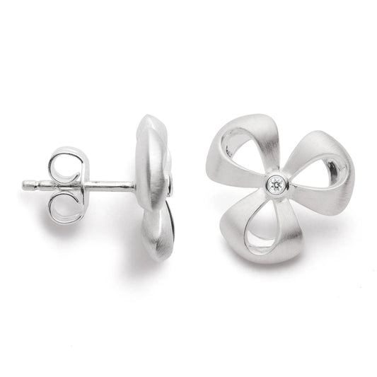 Sterling sølv Ørestikker mat/blank, DIA. 0,02CT - Urma.dk