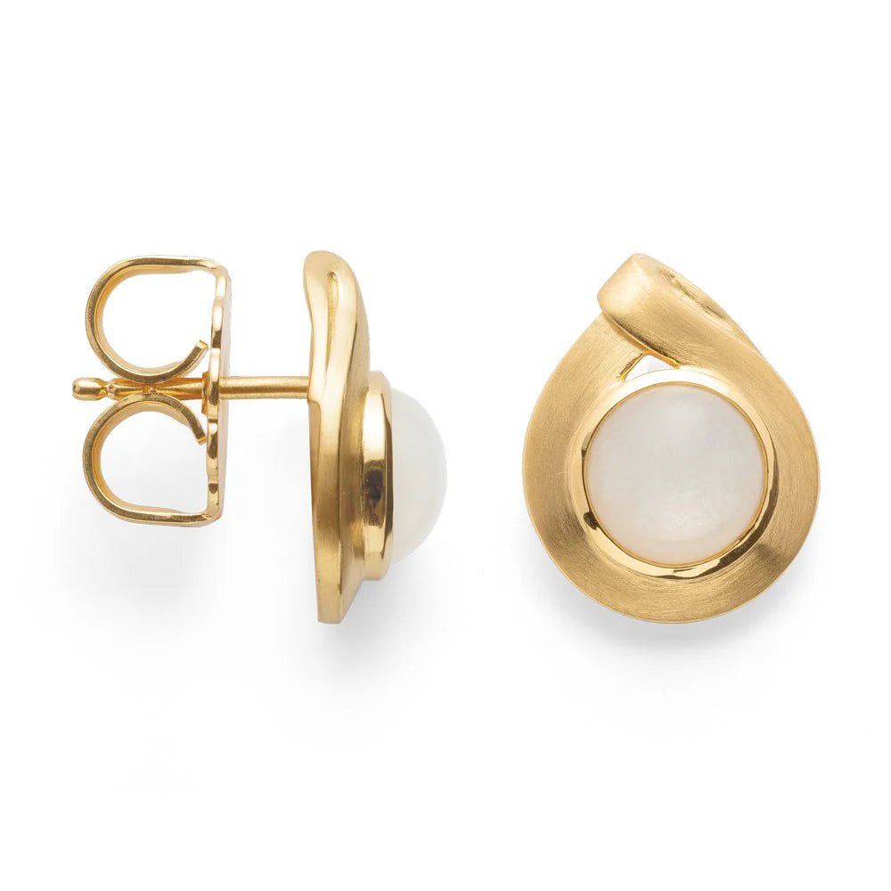 Sterling sølv Ørestikker, mat/blank fg, månesten 2.49ct - Urma.dk