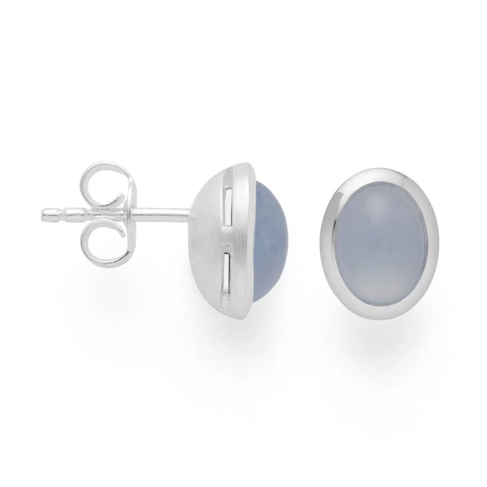 Sterling sølv Ørestikker mat/blank, kalcedon 2.39ct - Urma.dk