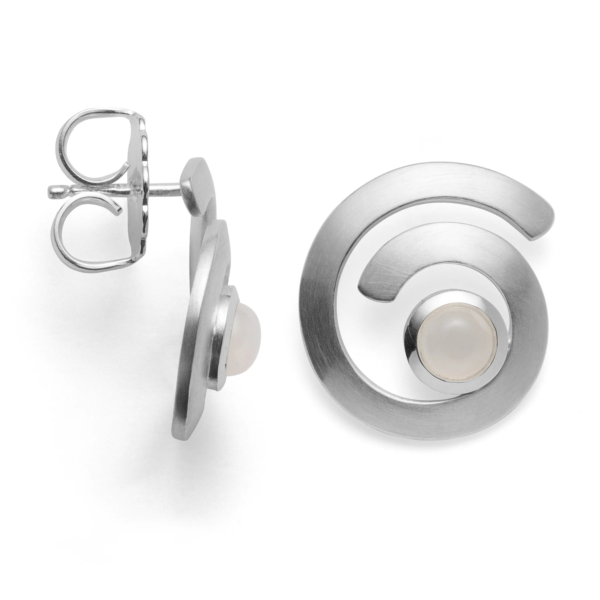 Sterling sølv Ørestikker mat/blank, månesten hvid 1.20ct - Urma.dk