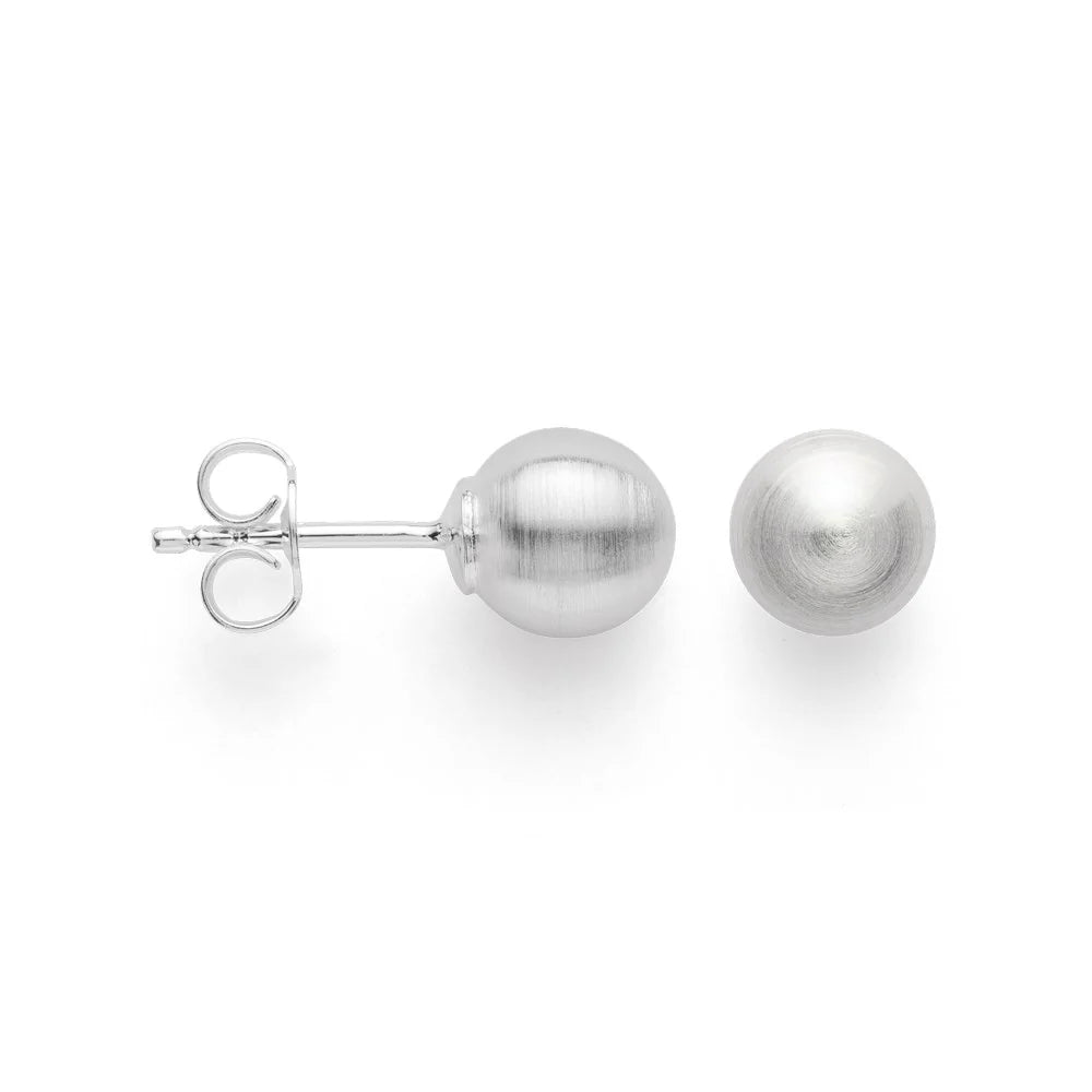Sterling sølv Ørestikker "medium ball" mat - Urma.dk