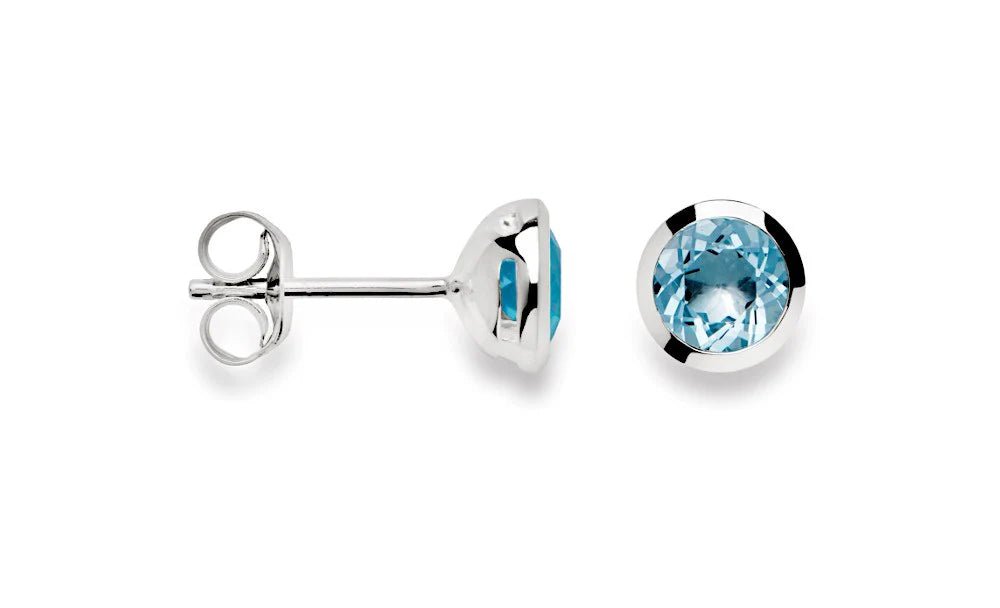 Sterling sølv Ørestikker polerede, blå topas 1.02ct - Urma.dk