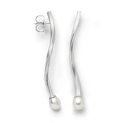 Sterling sølv Ørestikker, rho. mat, kulturperle hvid - Urma.dk