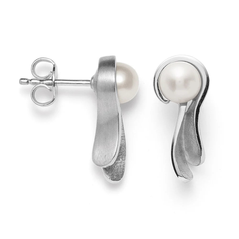 Sterling sølv Ørestikker, rho. mat/blank, kulturperle 2,16 - Urma.dk