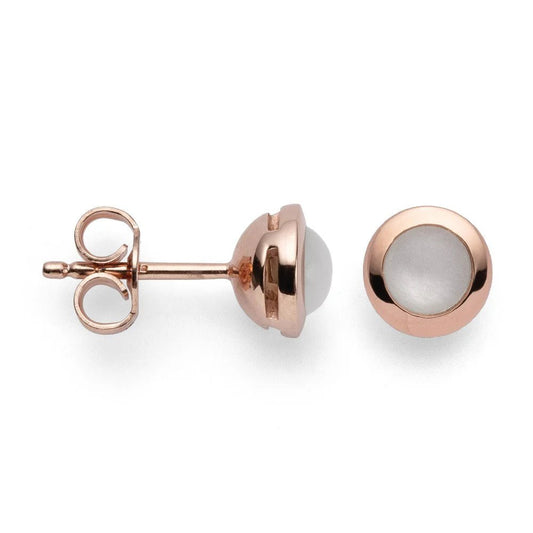 Sterling sølv Ørestikker, rosa fg blank, månesten 0,84ct - Urma.dk