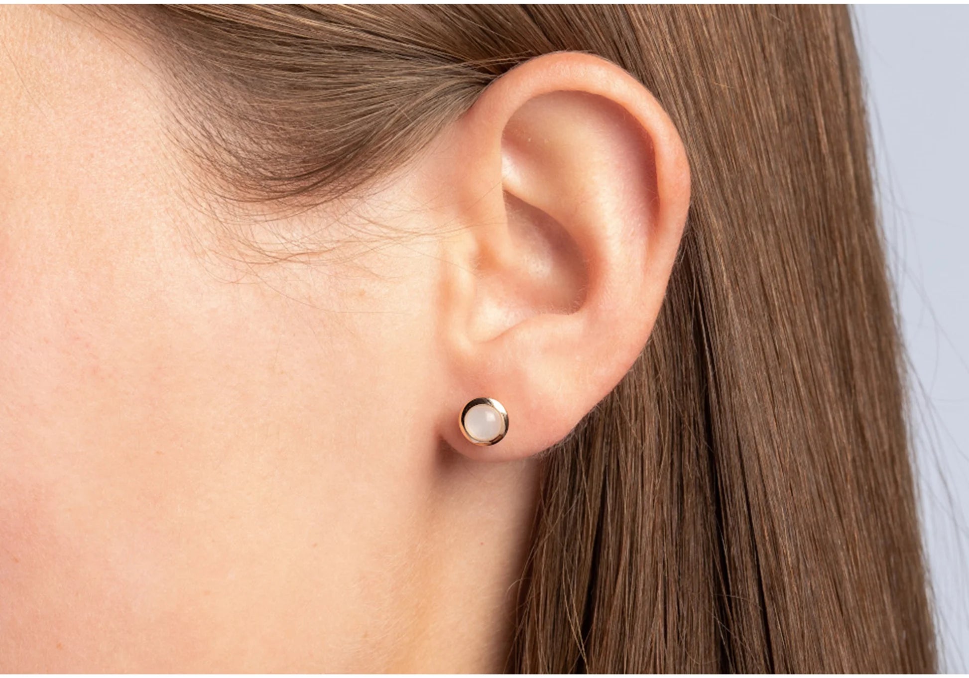 Sterling sølv Ørestikker, rosa fg blank, månesten 0,84ct - Urma.dk