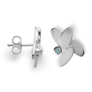 Sterling sølv Ørestikker sandblæst, blå topas 0,09ct - Urma.dk