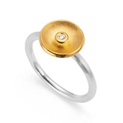 Sterling sølv Ring, delvis jfr. børstet/blank, 0,02ct - Urma.dk