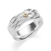 Sterling sølv Ring, fg tekstureret/blank, 0,015ct - Urma.dk