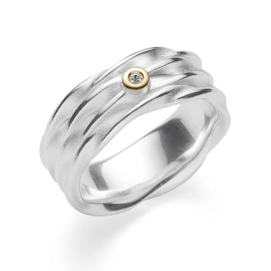 Sterling sølv Ring, fg tekstureret/blank, 0,015ct - Urma.dk