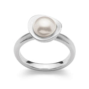 Sterling sølv Ring, mat rho., hvid kulturperle 2.66ct - Urma.dk