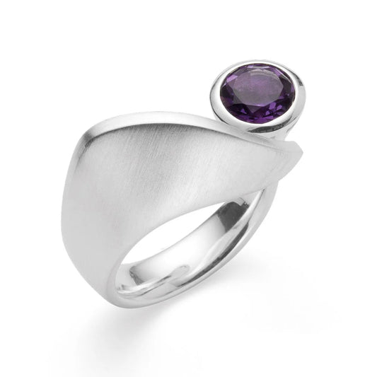 Sterling sølv Ring mat/blank, ametyst 1,20ct - Urma.dk