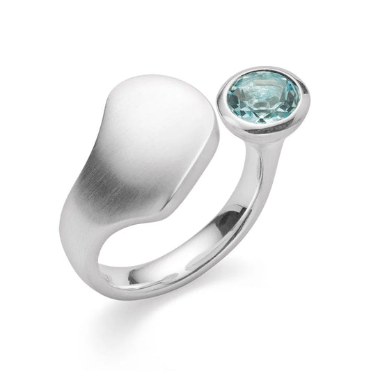 Sterling sølv Ring mat/blank, blå topas 1,35ct - Urma.dk