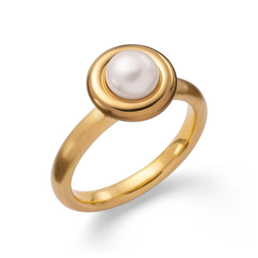 Sterling sølv Ring, mat/blank fg, hvid kulturperle 1.53ct - Urma.dk