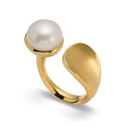 Sterling sølv Ring, mat/blank fg, hvid kulturperle 7.87ct - Urma.dk