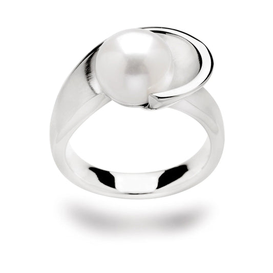 Sterling sølv Ring, rho. mat/blank hvid kulturperle 4.51ct - Urma.dk