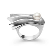 Sterling sølv Ring, rho. mat/blank kulturperle hvid 2.11ct - Urma.dk