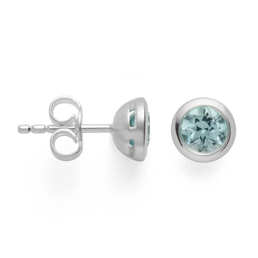 Sterling sølv Stud øreringe mat/blank, blå topas 1,02ct - Urma.dk