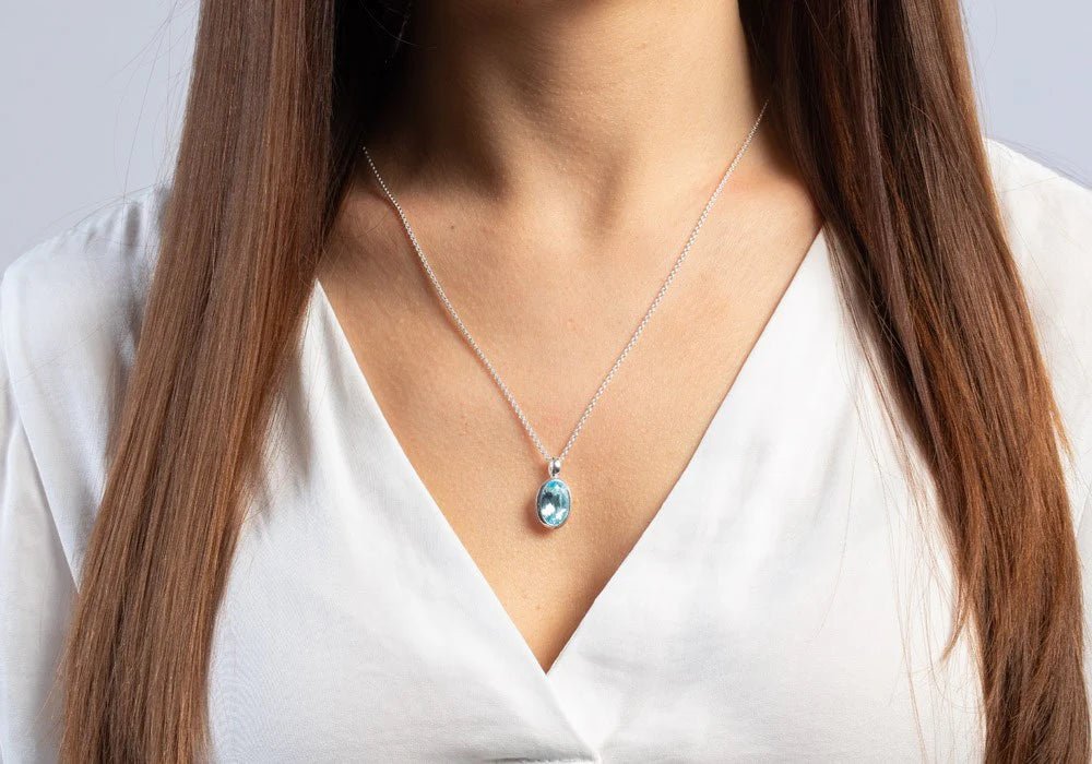 Sterling sølv Vedhæng blank, blå topas 3,3ct - Urma.dk