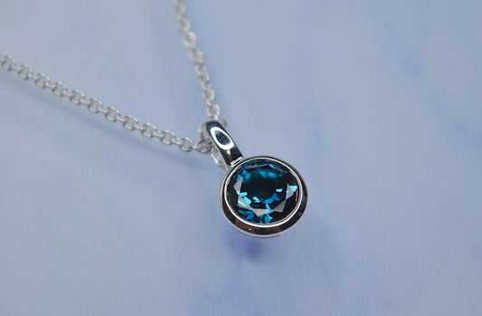 Sterling sølv Vedhæng blank, topas London Blue 1,2ct - Urma.dk