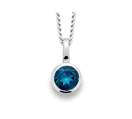 Sterling sølv Vedhæng blank, topas London Blue 1,2ct - Urma.dk