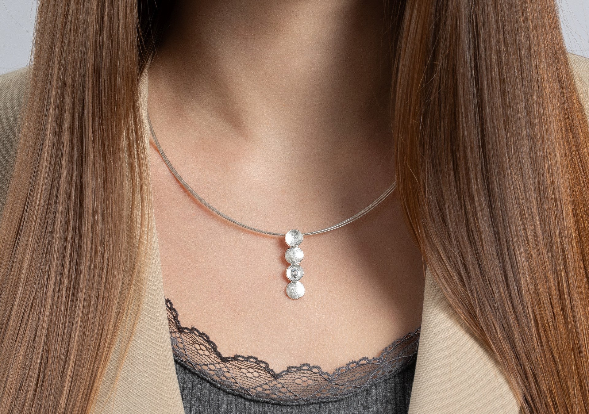 Sterling sølv Vedhæng børstet, brillant 0,02ct W - SI - Urma.dk